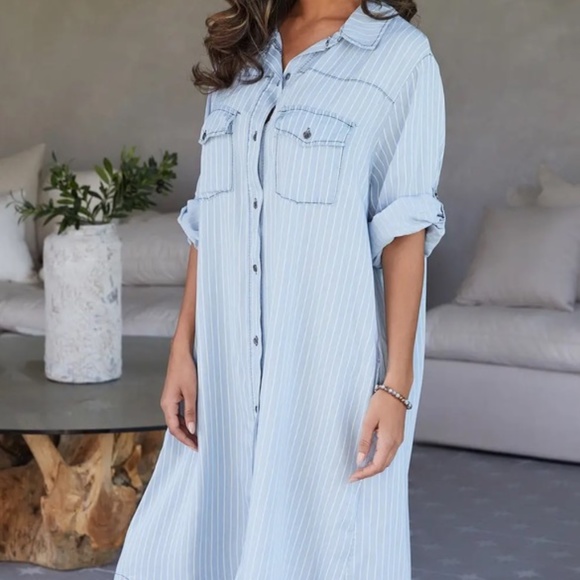 Vinnie striped down dress - Picture 2 of 5